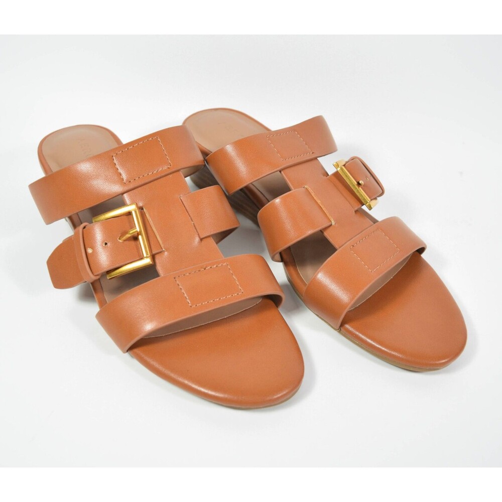 Aerosoles Women's Brown Wedge Slip On Sandals Adjustable Strap Size 6M